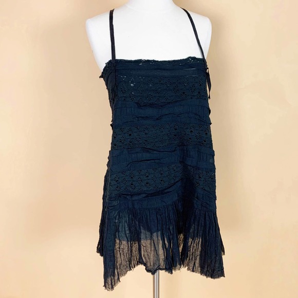 Free People One Women's Shailee Texture Layered Slipdress Mini Dress Size Medium - Picture 2 of 8
